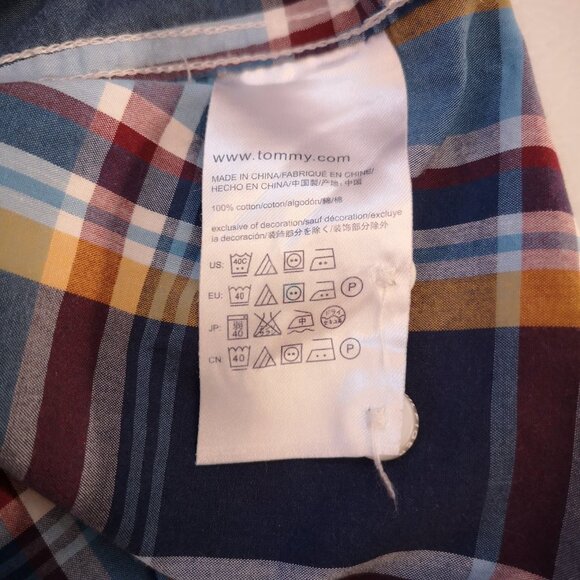 Tommy Hilfiger Plaid Custom Fit Men's Size Medium Button Front & Cuffs Shirt - Picture 5 of 9